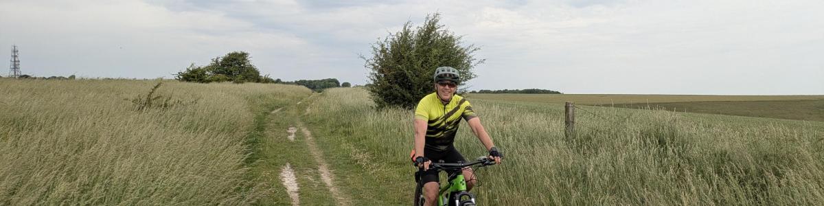 Mountain biker riding on trail