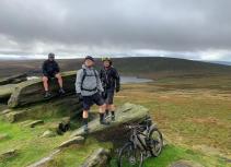 Mountain bikers on rocks