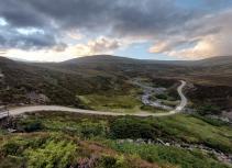 Snaking trail in Scottish mountains