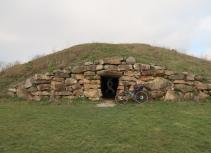 Ancient tomb site with bicycle