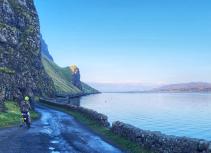 Biking along coastal road