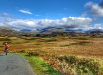 Biking in scenic lake District landscape