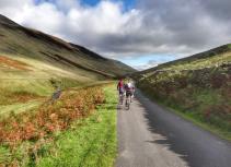 Cycling in mountainous landscape
