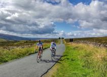Cycling in scenic landscape Yorkshire