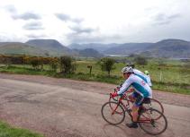 Cycling in scenic landscape