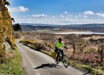 cyclist with countryside scenery