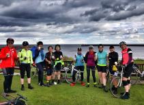 Cyclists at end of Reivers route