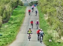 Group biking hilltop ride