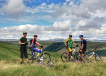 Mountain biking friends scenic view