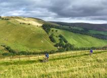 Mountain biking green hills