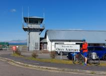 Oban airport cyclist sign