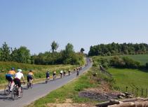 Group cycling on rural road